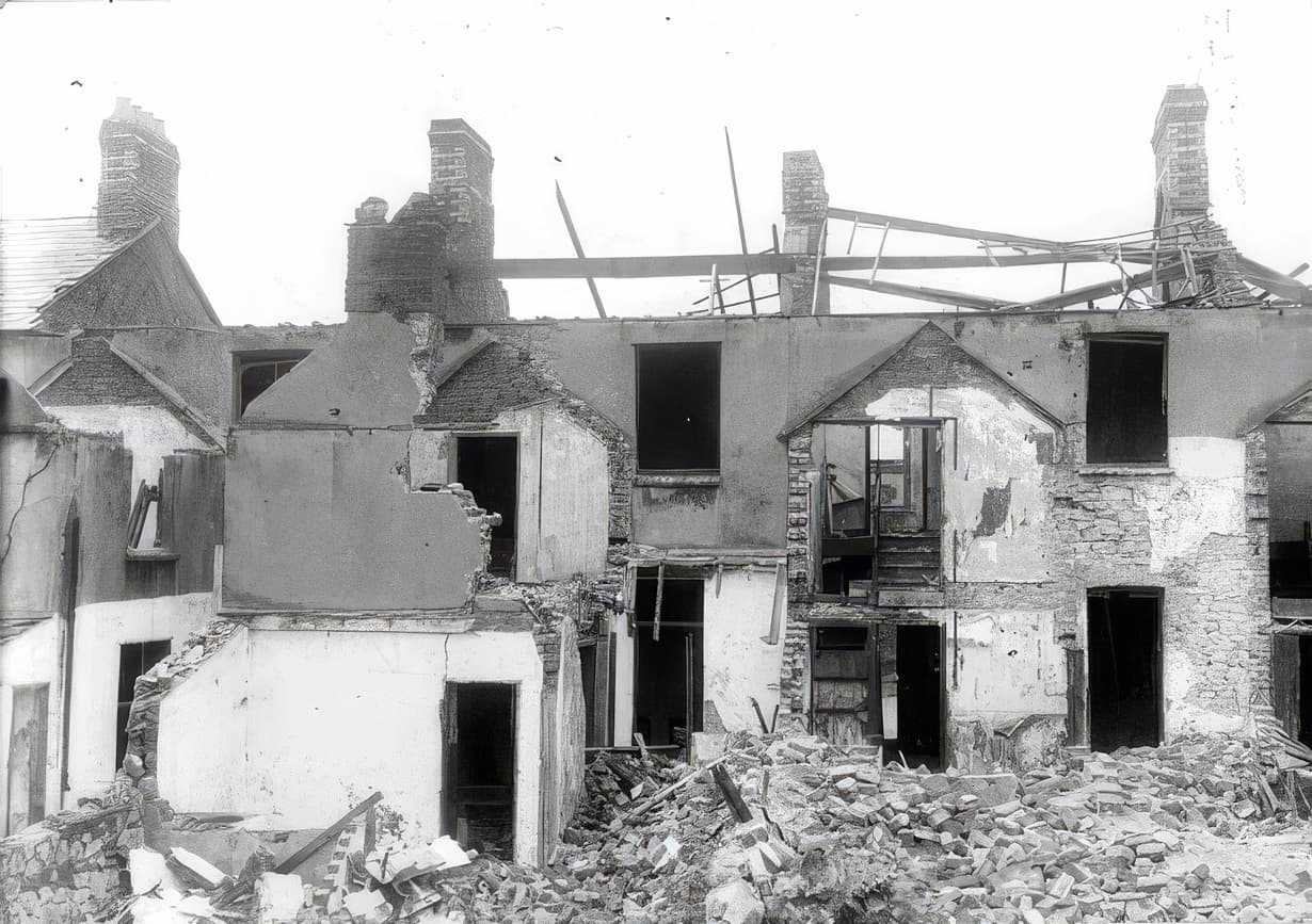 Coburn Street, Cathays, after bombing in 1941
