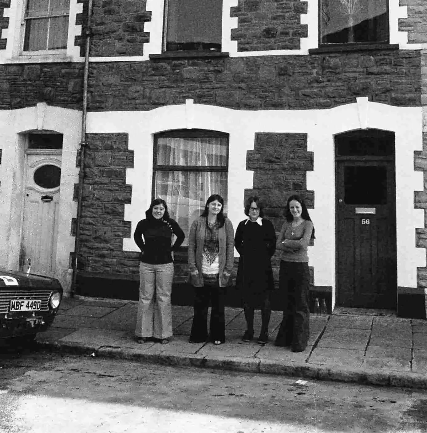 Early John Winter tenants outside their house, 1975